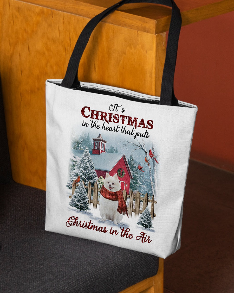 Christmas Air-WHITE Pomeranian-Cloth Tote Bag