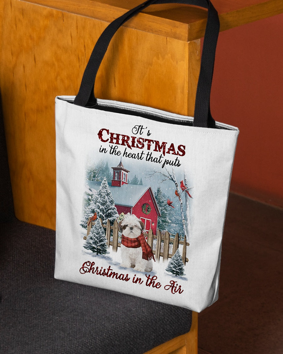 Christmas Air-WHITE Shih Tzu-Cloth Tote Bag