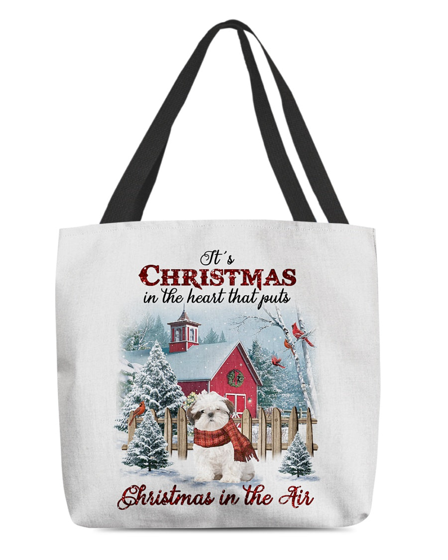 Christmas Air-WHITE Shih Tzu-Cloth Tote Bag