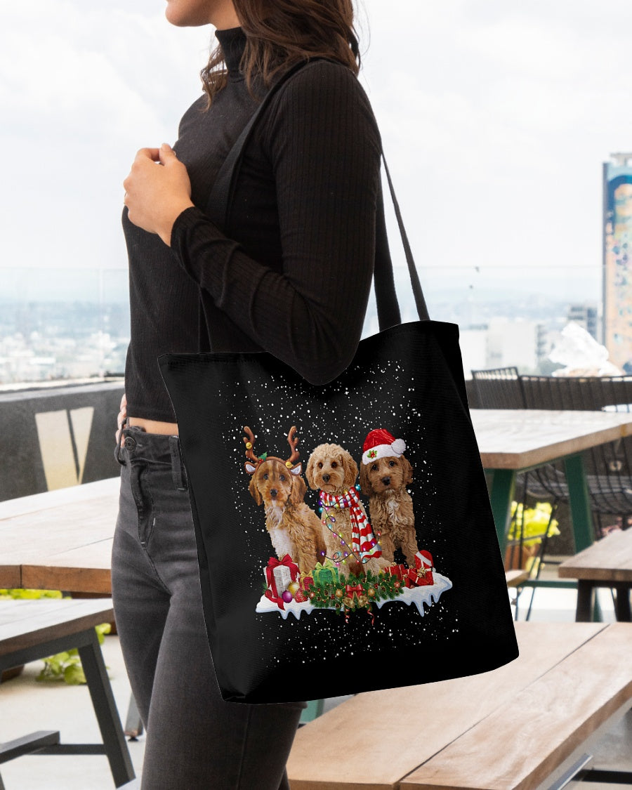 Christmas Buddies-APRICOT Cockapoo-Cloth Tote Bag