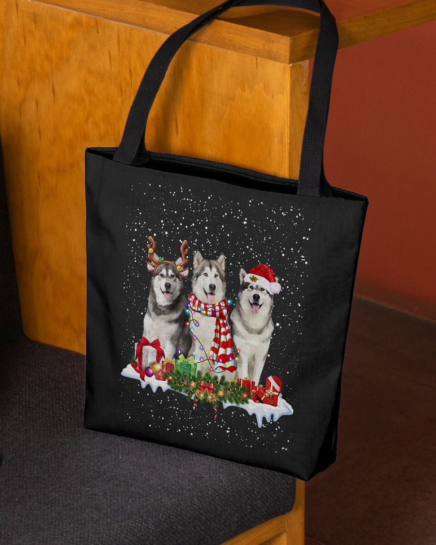 Christmas Buddies-Alaskan Malamute-Cloth Tote Bag