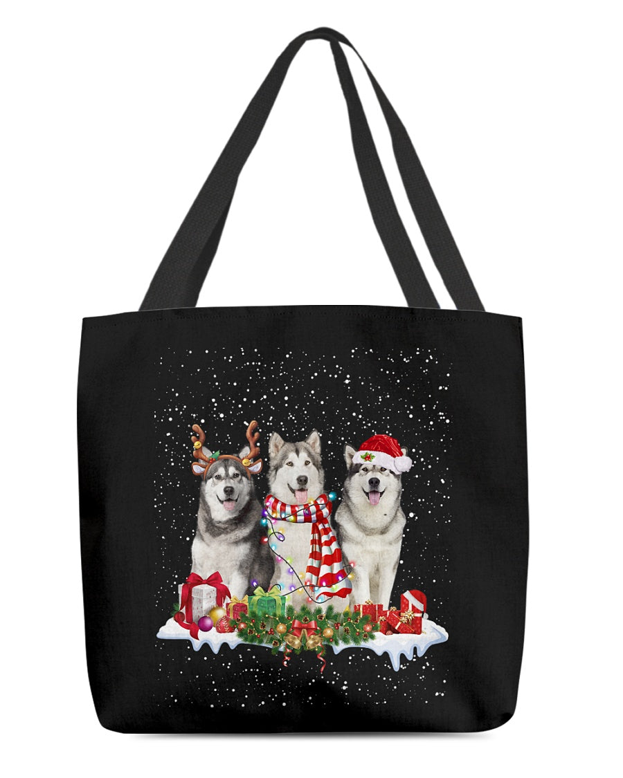 Christmas Buddies-Alaskan Malamute-Cloth Tote Bag