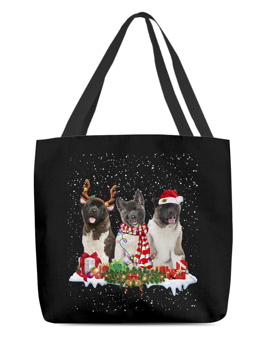 Christmas Buddies-American Akita-Cloth Tote Bag