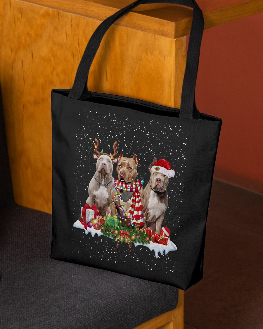Christmas Buddies-American Bully-Cloth Tote Bag