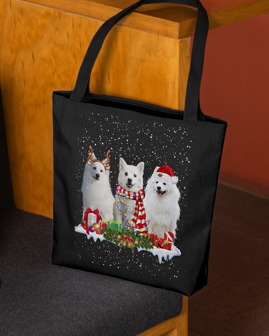 Christmas Buddies-American Eskimo-Cloth Tote Bag