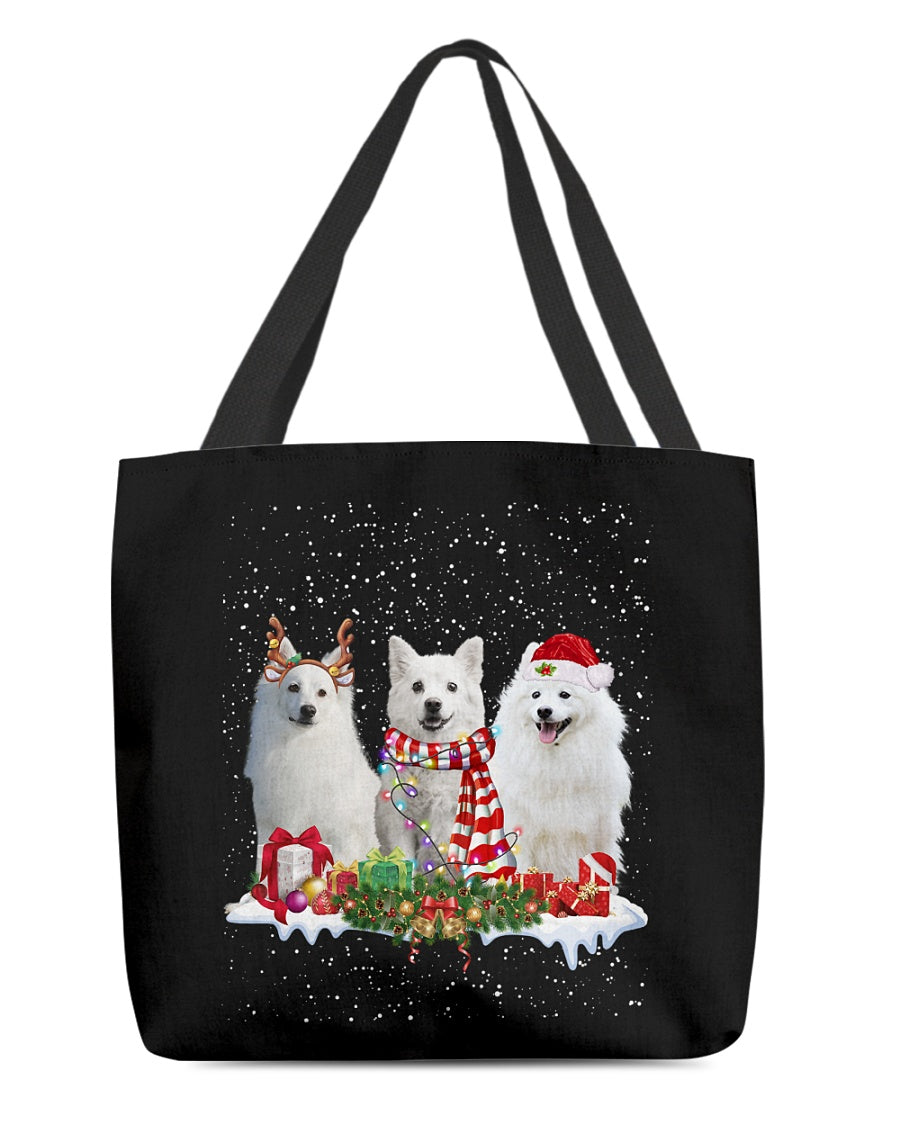Christmas Buddies-American Eskimo-Cloth Tote Bag