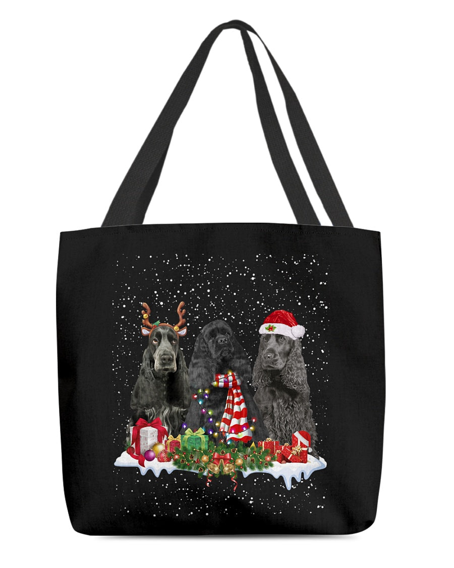 Christmas Buddies-BLACK American Cocker Spaniel A-Cloth Tote Bag