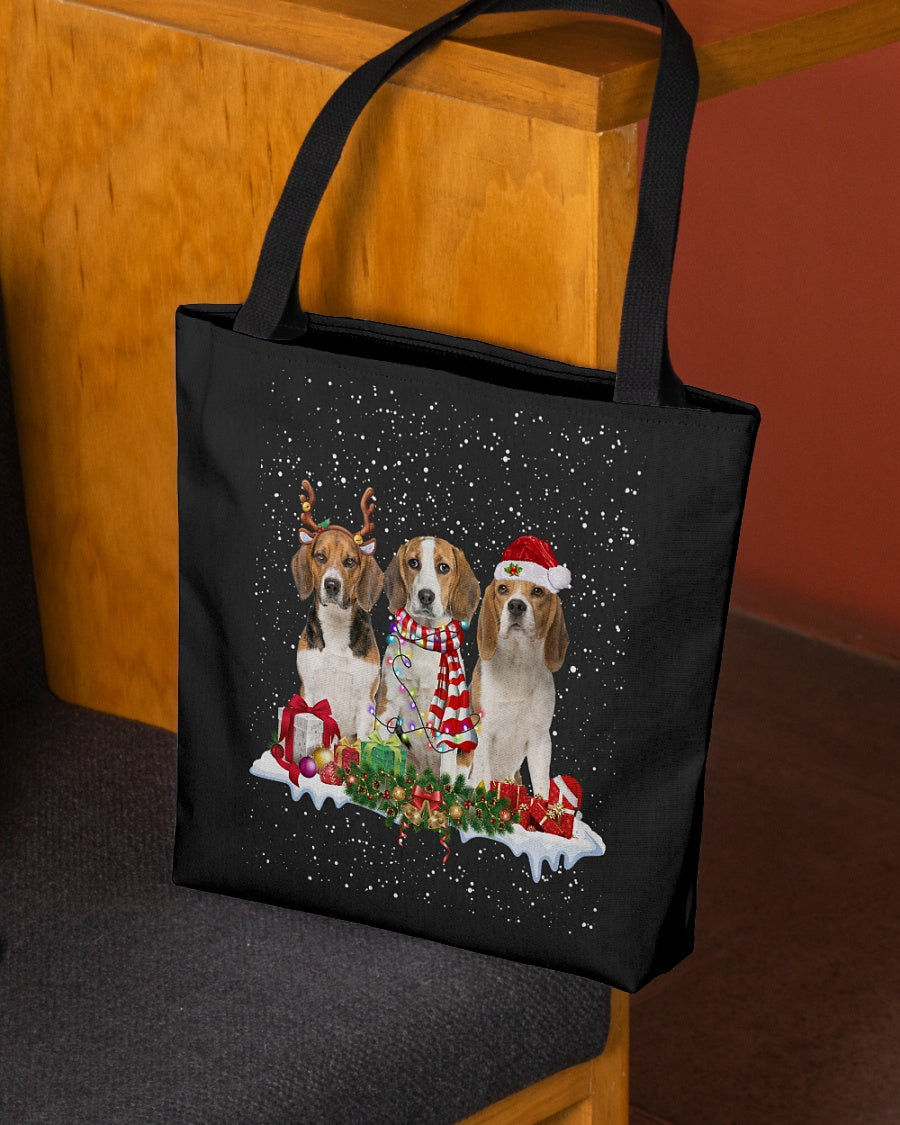 Christmas Buddies-Beagle 2-Cloth Tote Bag