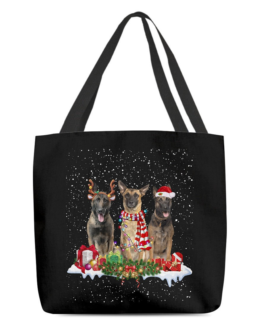 Christmas Buddies-Belgian Malinois-Cloth Tote Bag