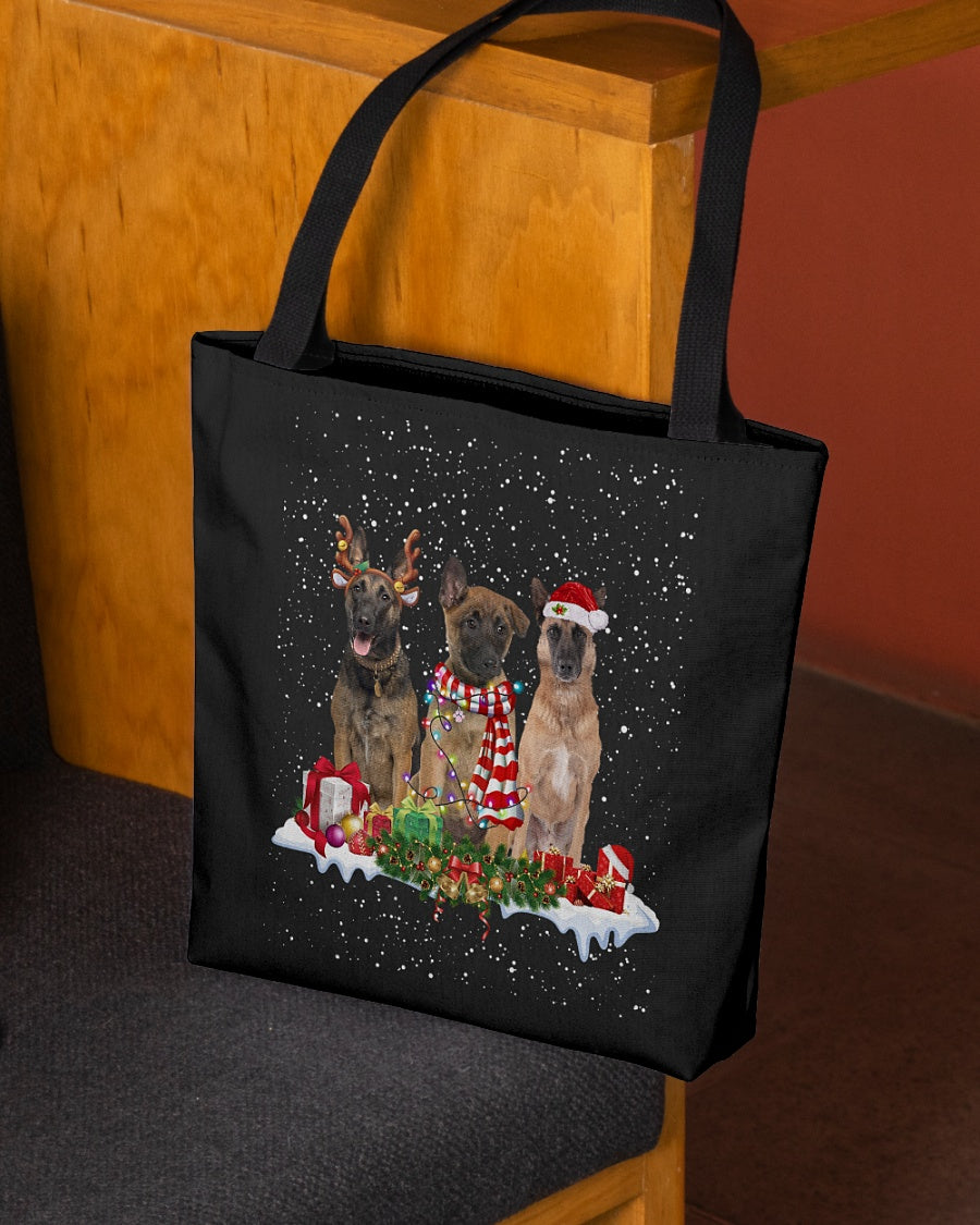 Christmas Buddies-Belgian Shepherd-Cloth Tote Bag