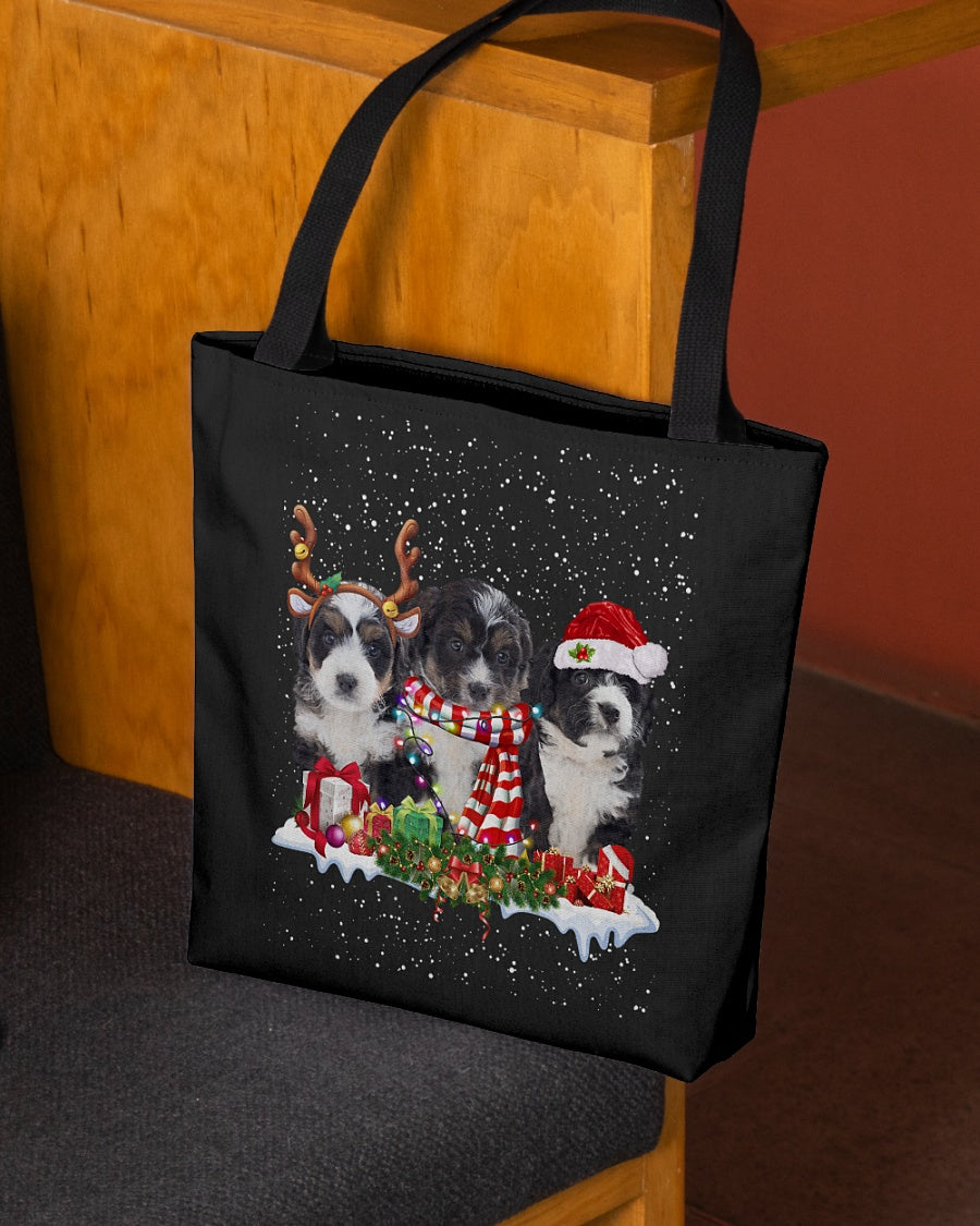 Christmas Buddies-Bernedoodle-Cloth Tote Bag