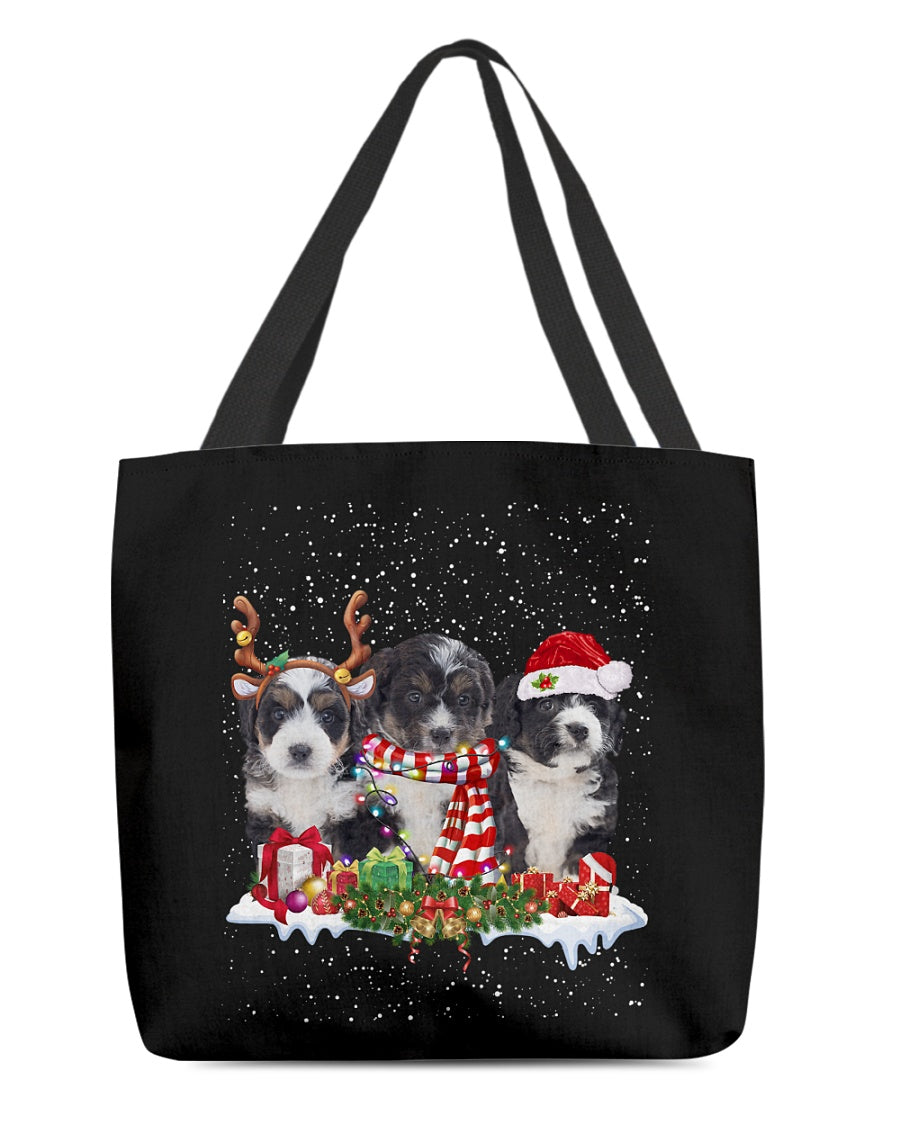 Christmas Buddies-Bernedoodle-Cloth Tote Bag