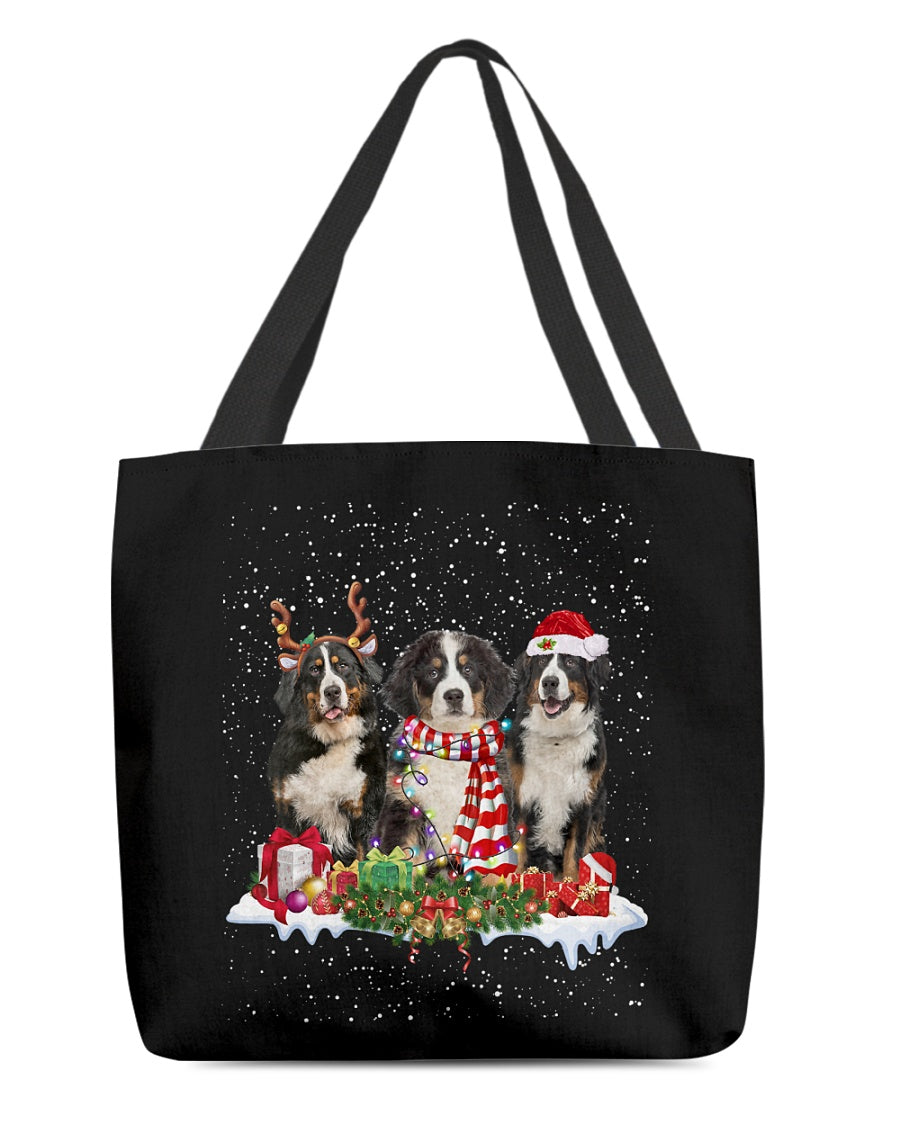 Christmas Buddies-Bernese Mountain Dog-Cloth Tote Bag