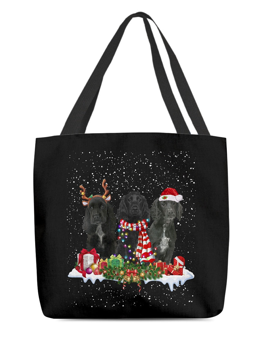 Christmas Buddies-Black Cocker Spaniel-Cloth Tote Bag