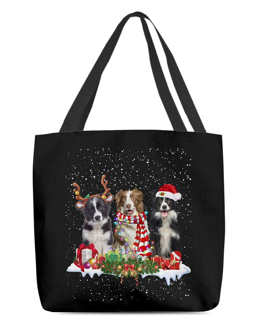 Christmas Buddies-Border Collie-Cloth Tote Bag
