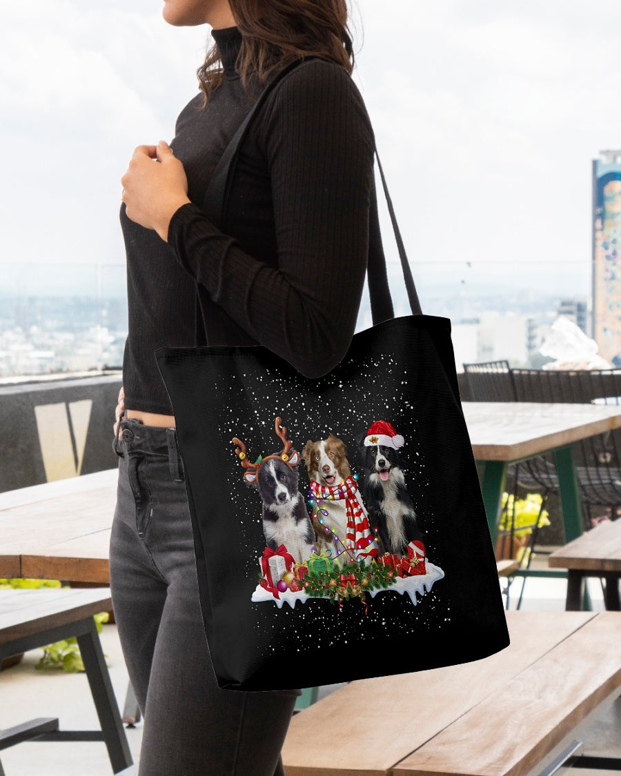 Christmas Buddies-Border Collie-Cloth Tote Bag