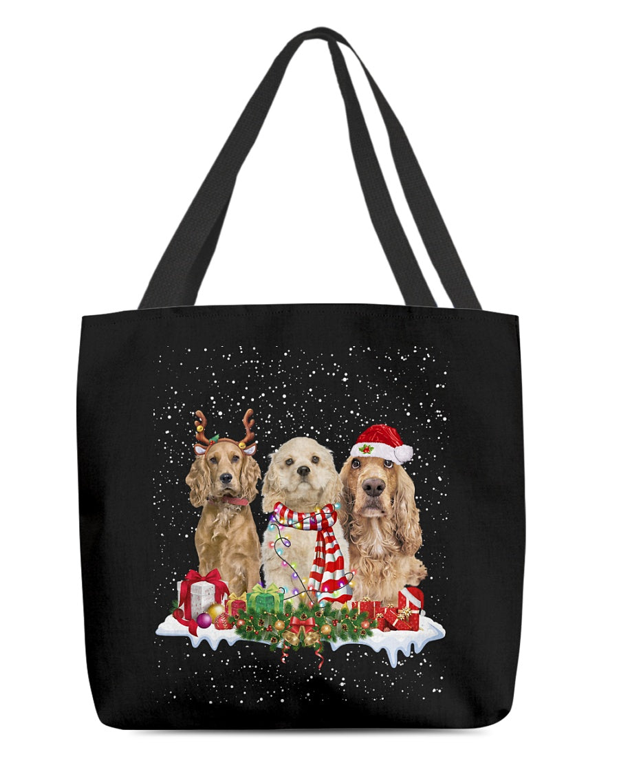 Christmas Buddies-CREAM American Cocker Spaniel A-Cloth Tote Bag