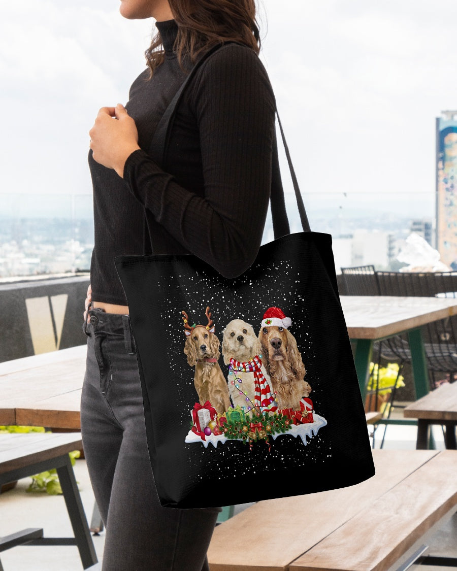 Christmas Buddies-CREAM American Cocker Spaniel A-Cloth Tote Bag