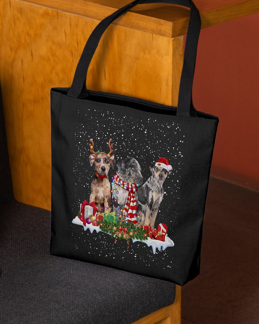 Christmas Buddies-Catahoula Leopard Dog-Cloth Tote Bag