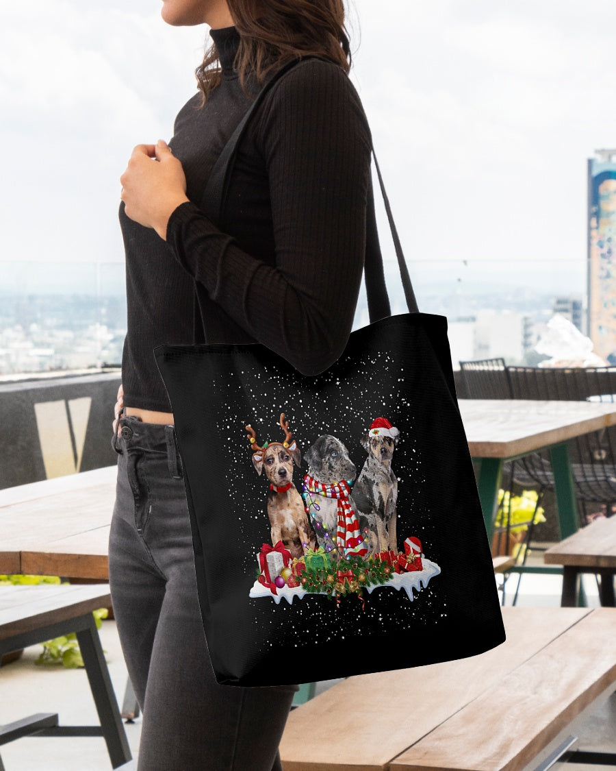 Christmas Buddies-Catahoula Leopard Dog-Cloth Tote Bag