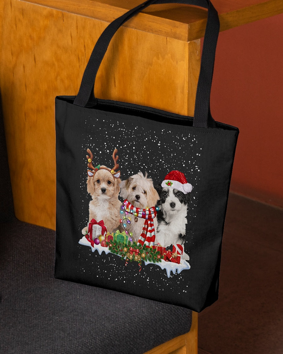 Christmas Buddies-Cavachon-Cloth Tote Bag