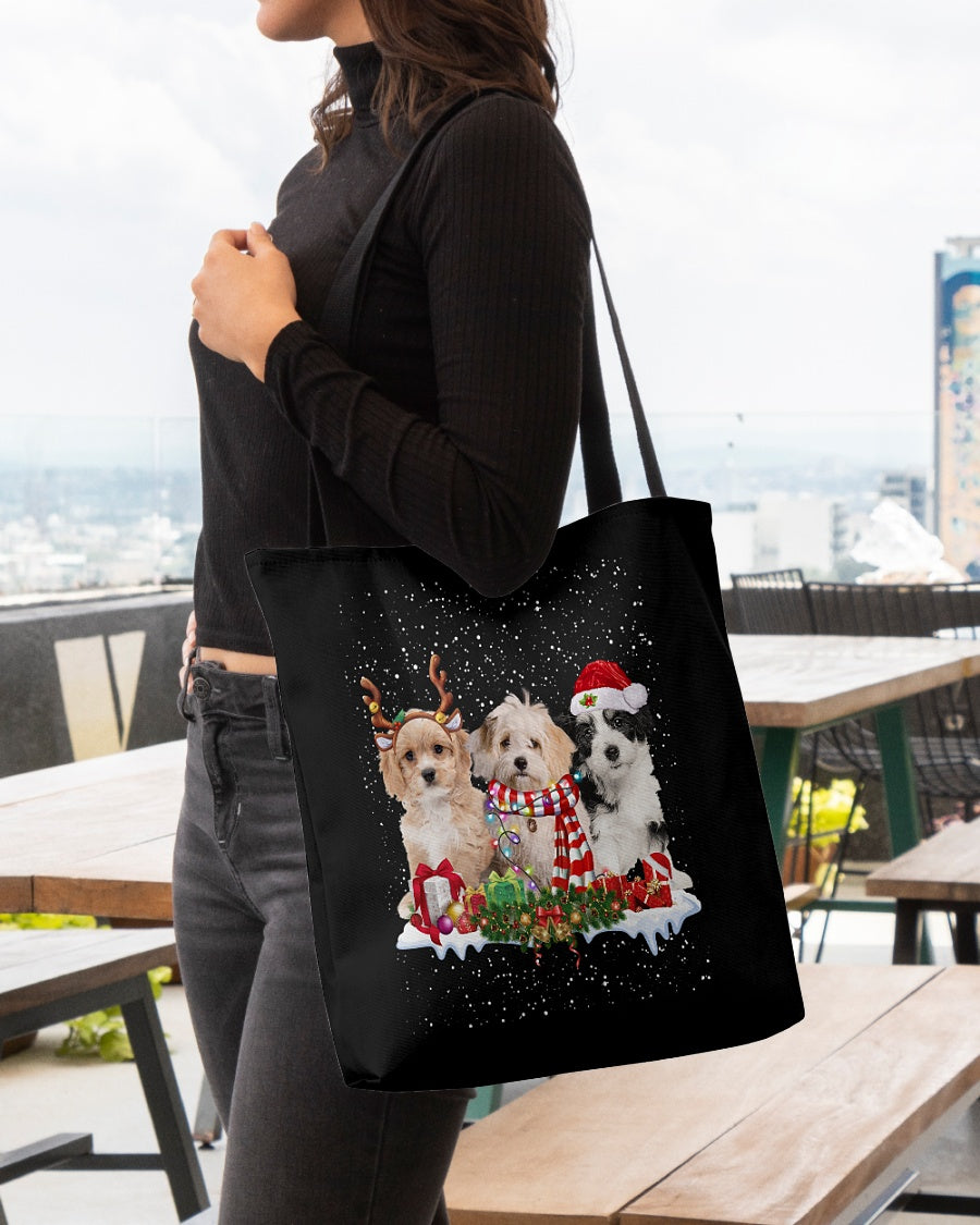 Christmas Buddies-Cavachon-Cloth Tote Bag
