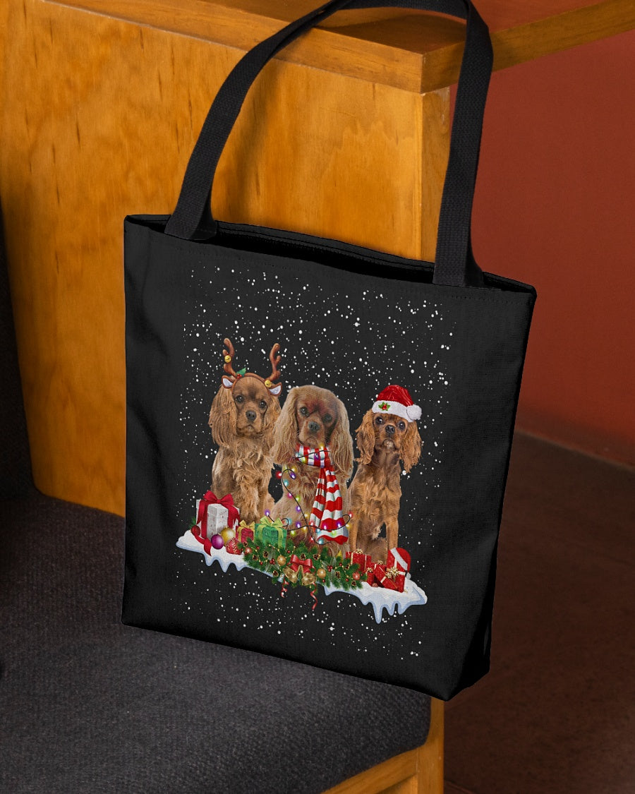 Christmas Buddies-Cavalier King Charles Spaniel 4-Cloth Tote Bag
