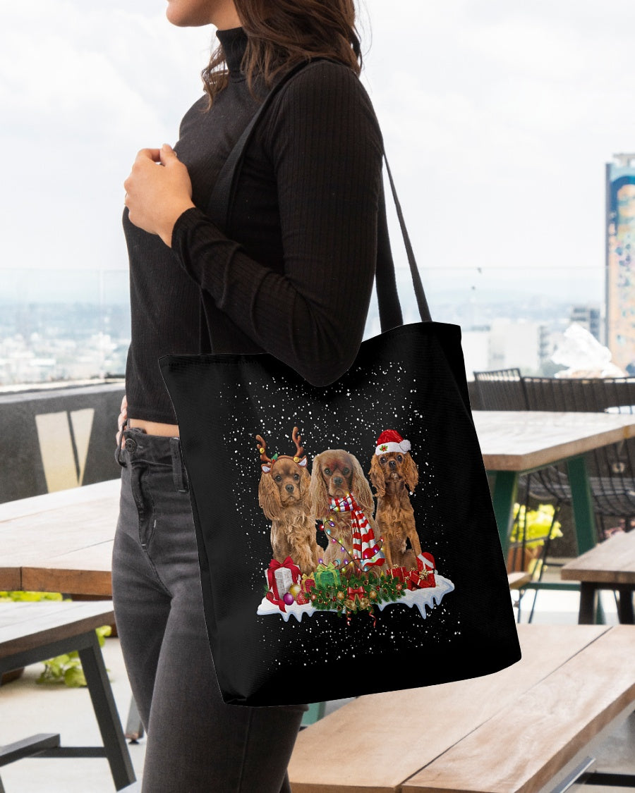 Christmas Buddies-Cavalier King Charles Spaniel 4-Cloth Tote Bag