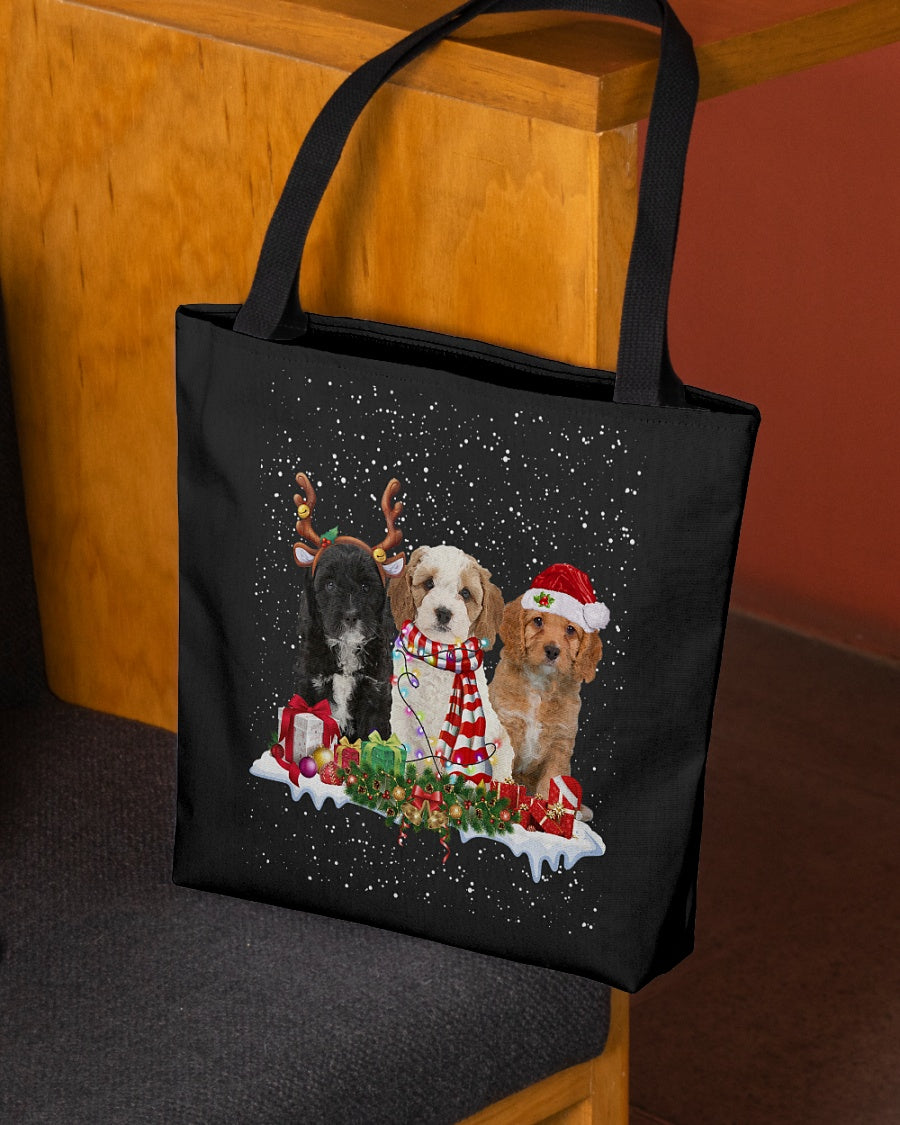 Christmas Buddies-Cavapoo-Cloth Tote Bag