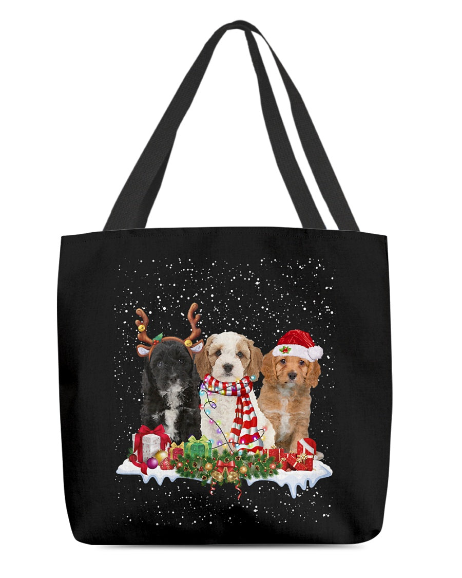 Christmas Buddies-Cavapoo-Cloth Tote Bag