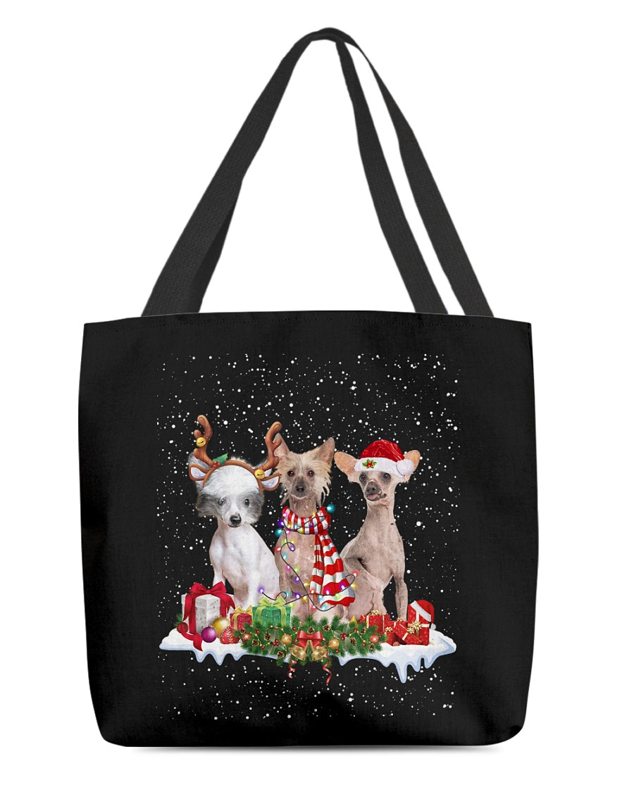 Christmas Buddies-Chinese Crested Dog-Cloth Tote Bag
