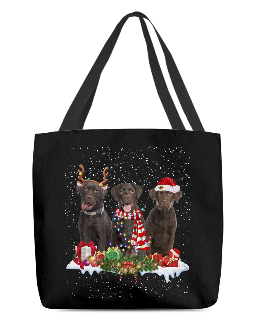 Christmas Buddies-Chocolate Labrador-Cloth Tote Bag