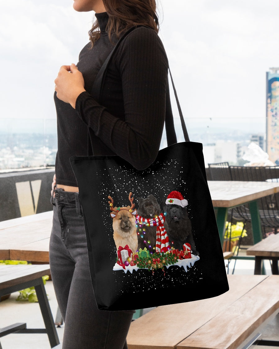 Christmas Buddies-Chow Chow-Cloth Tote Bag