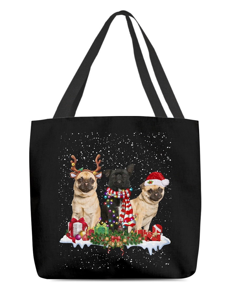 Christmas Buddies-Chug Dog-Cloth Tote Bag