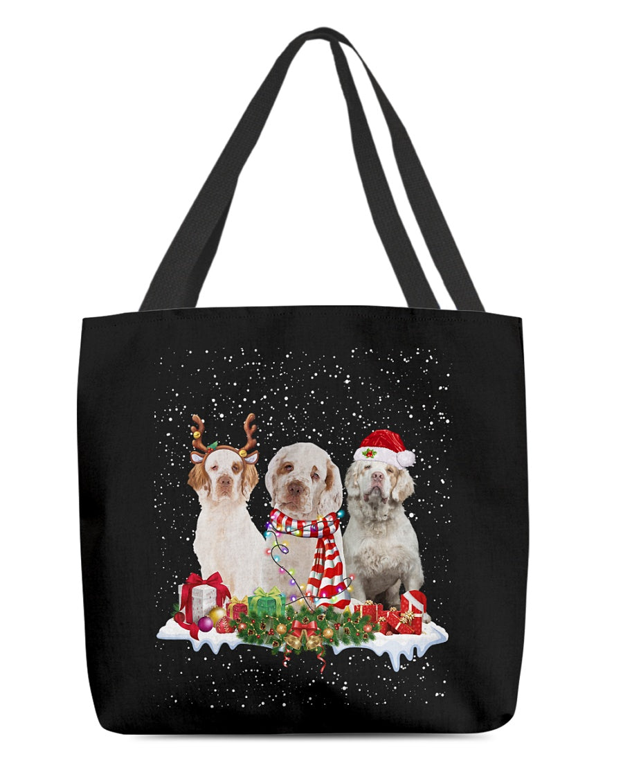 Christmas Buddies-Clumber Spaniel-Cloth Tote Bag