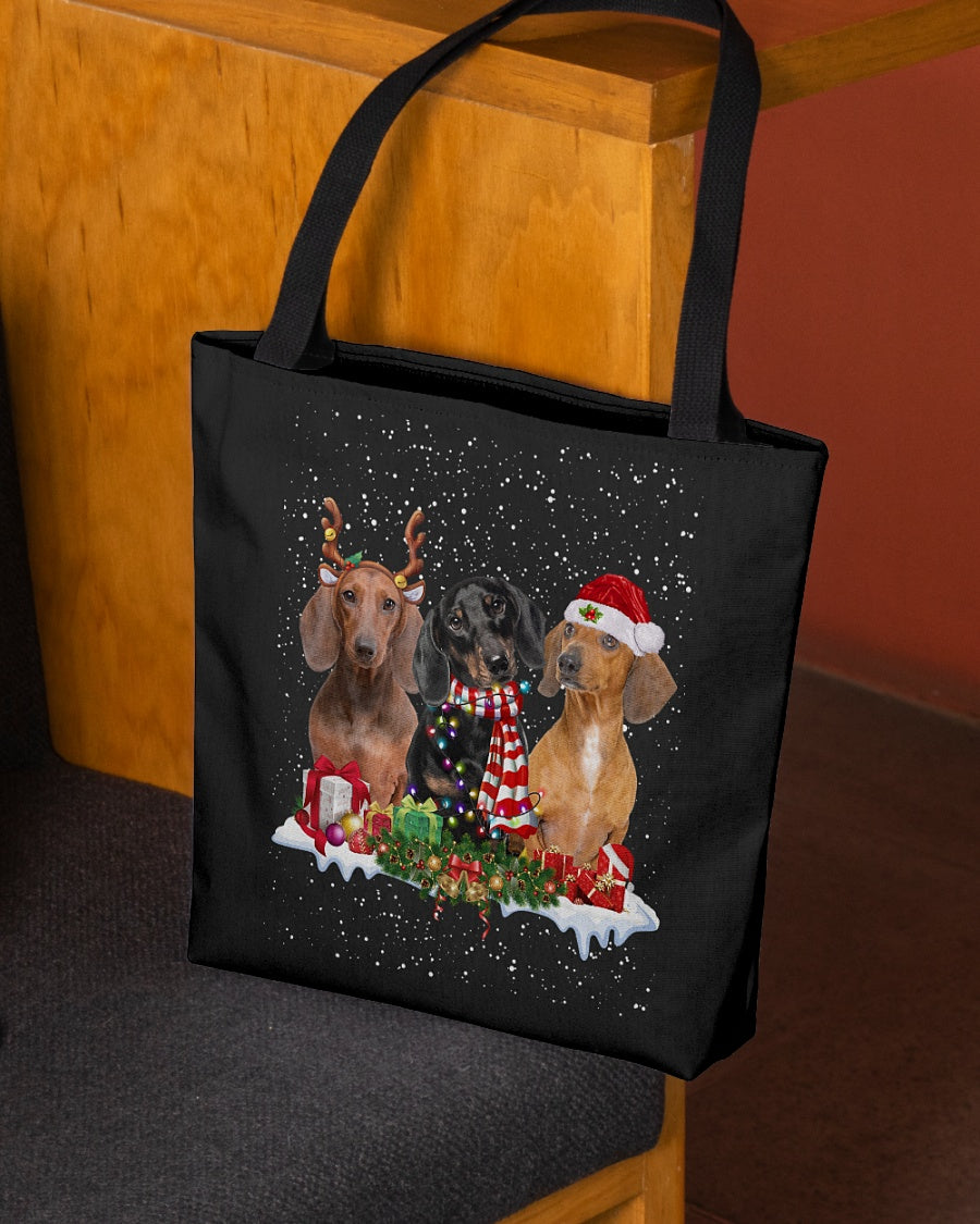 Christmas Buddies-Dachshund-Cloth Tote Bag