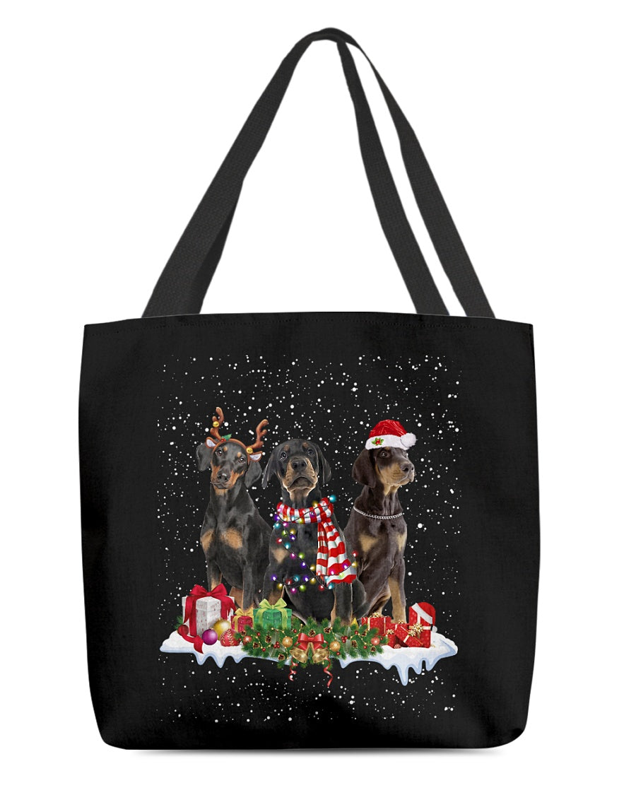 Christmas Buddies-Dobermann Pinscher-Cloth Tote Bag