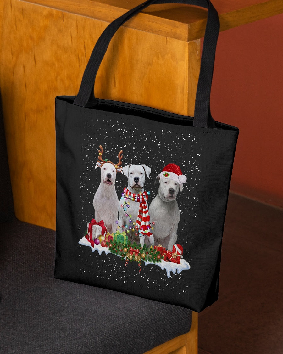 Christmas Buddies-Dogo Argentino-Cloth Tote Bag