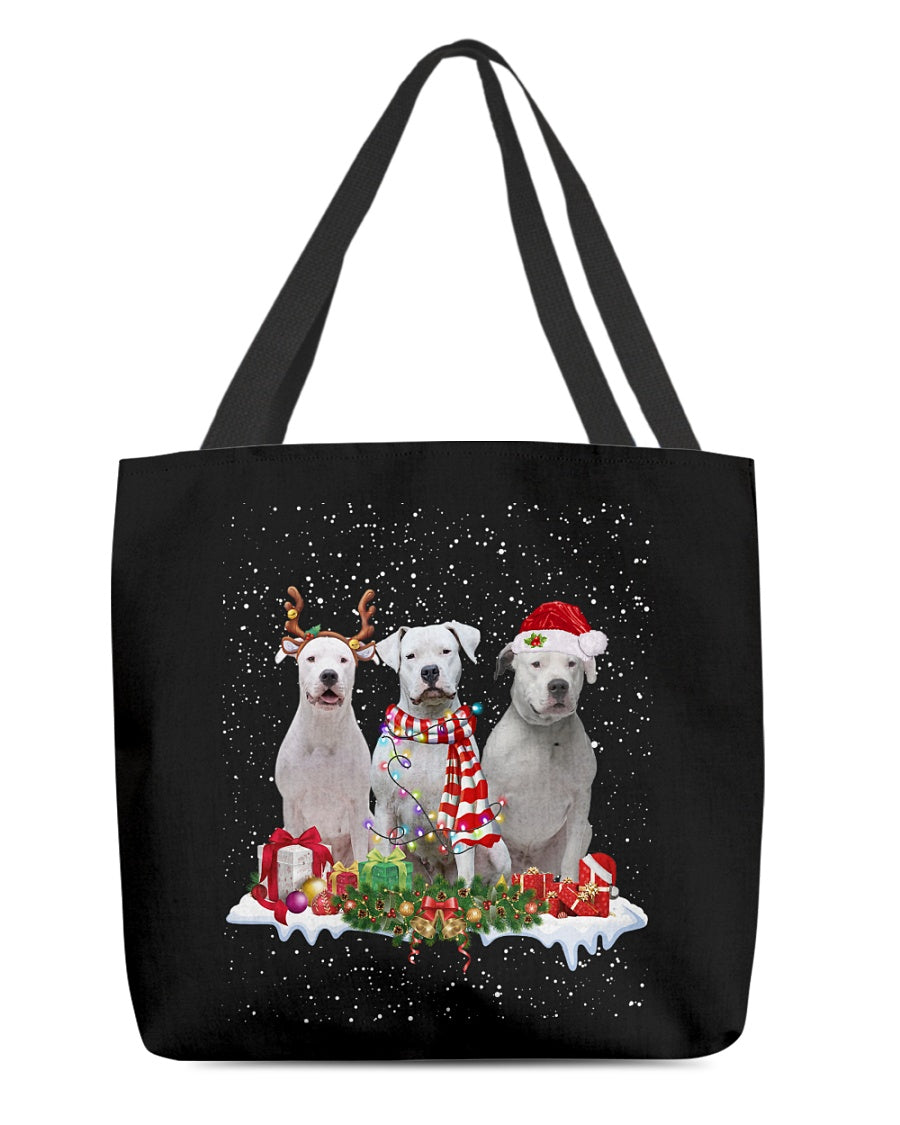 Christmas Buddies-Dogo Argentino-Cloth Tote Bag