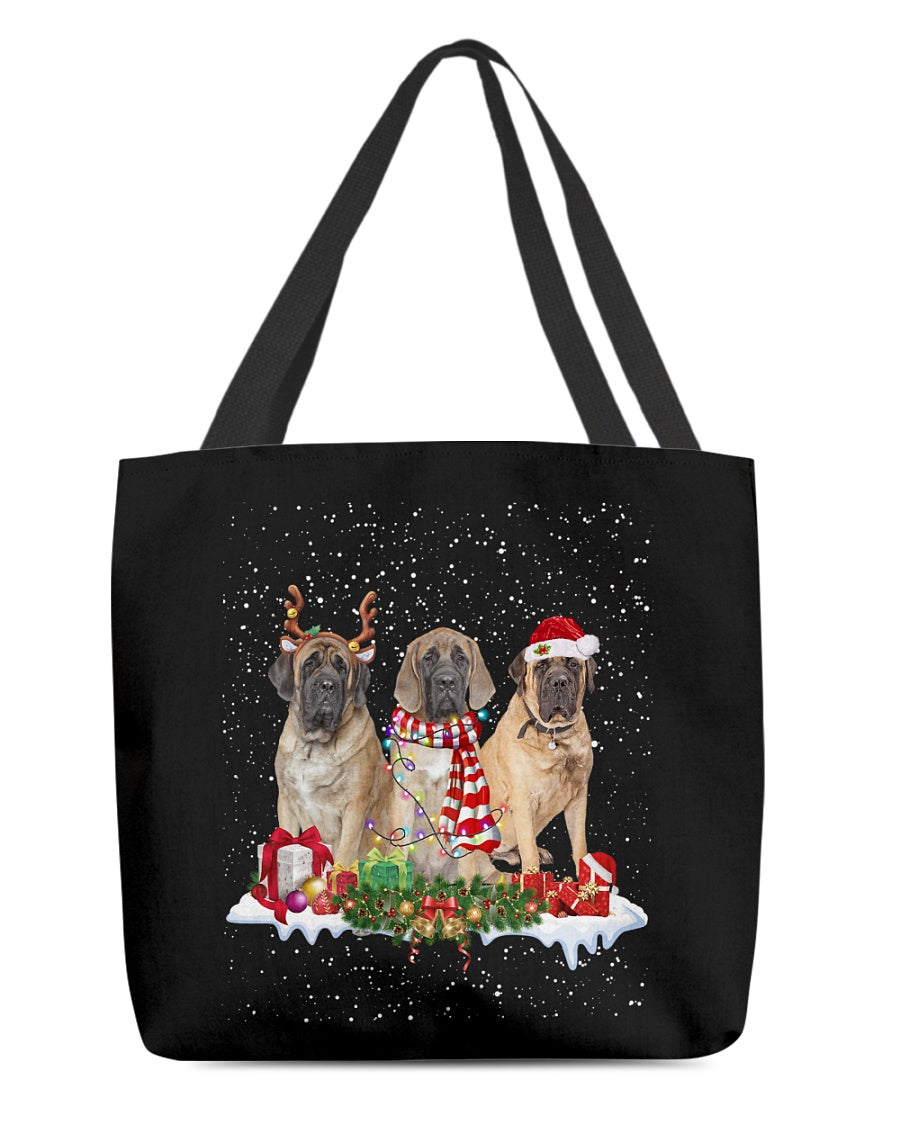 Christmas Buddies-English Mastiff-Cloth Tote Bag