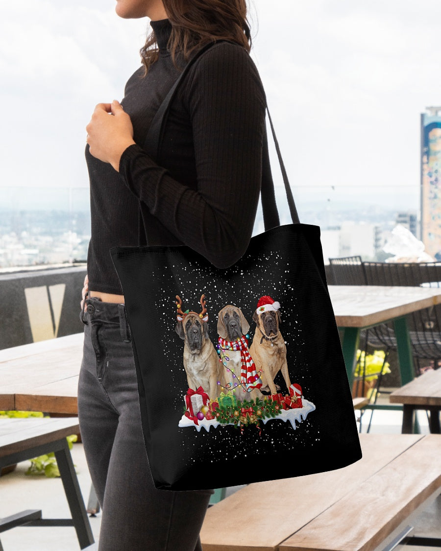 Christmas Buddies-English Mastiff-Cloth Tote Bag