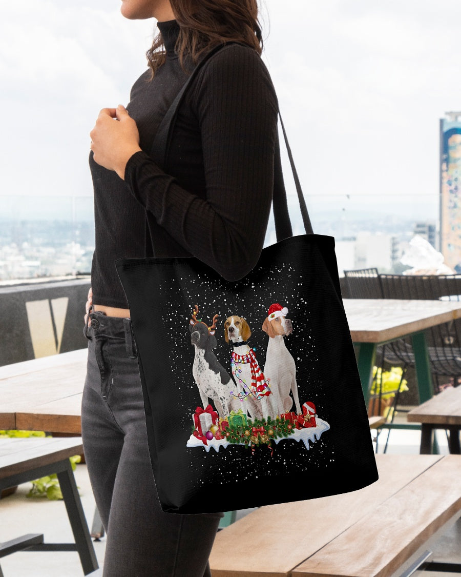Christmas Buddies-English Pointer-Cloth Tote Bag