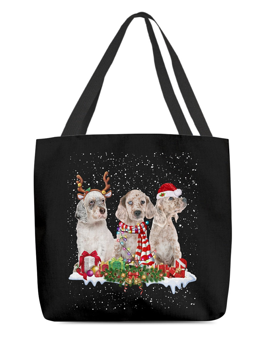 Christmas Buddies-English Setter-Cloth Tote Bag