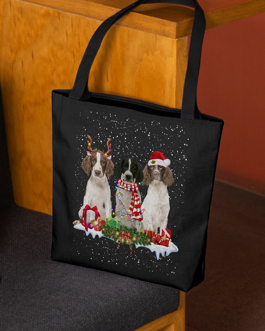 Christmas Buddies-English Springer Spaniel-Cloth Tote Bag