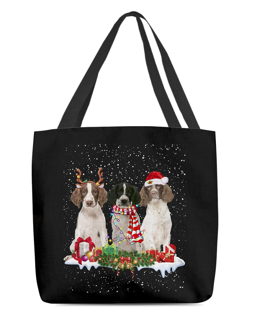 Christmas Buddies-English Springer Spaniel-Cloth Tote Bag