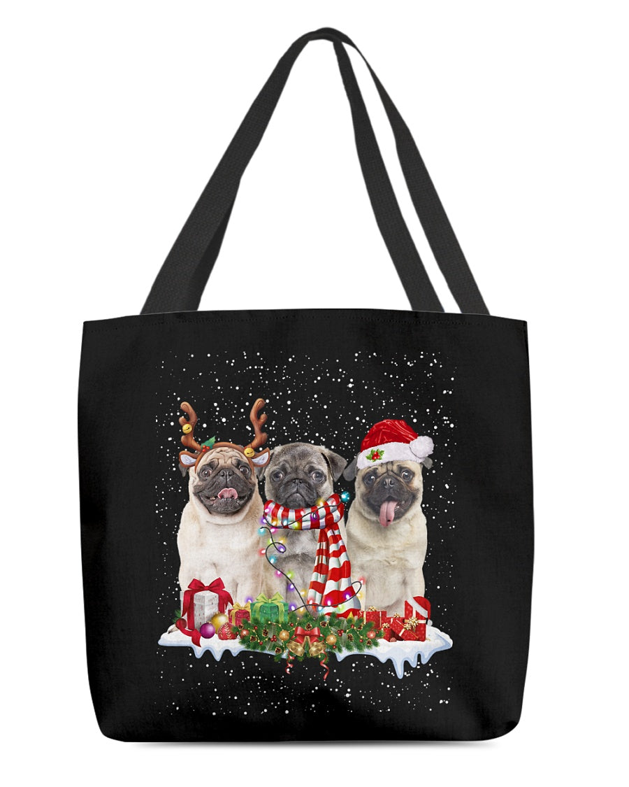 Christmas Buddies-FAWN Pug-Cloth Tote Bag