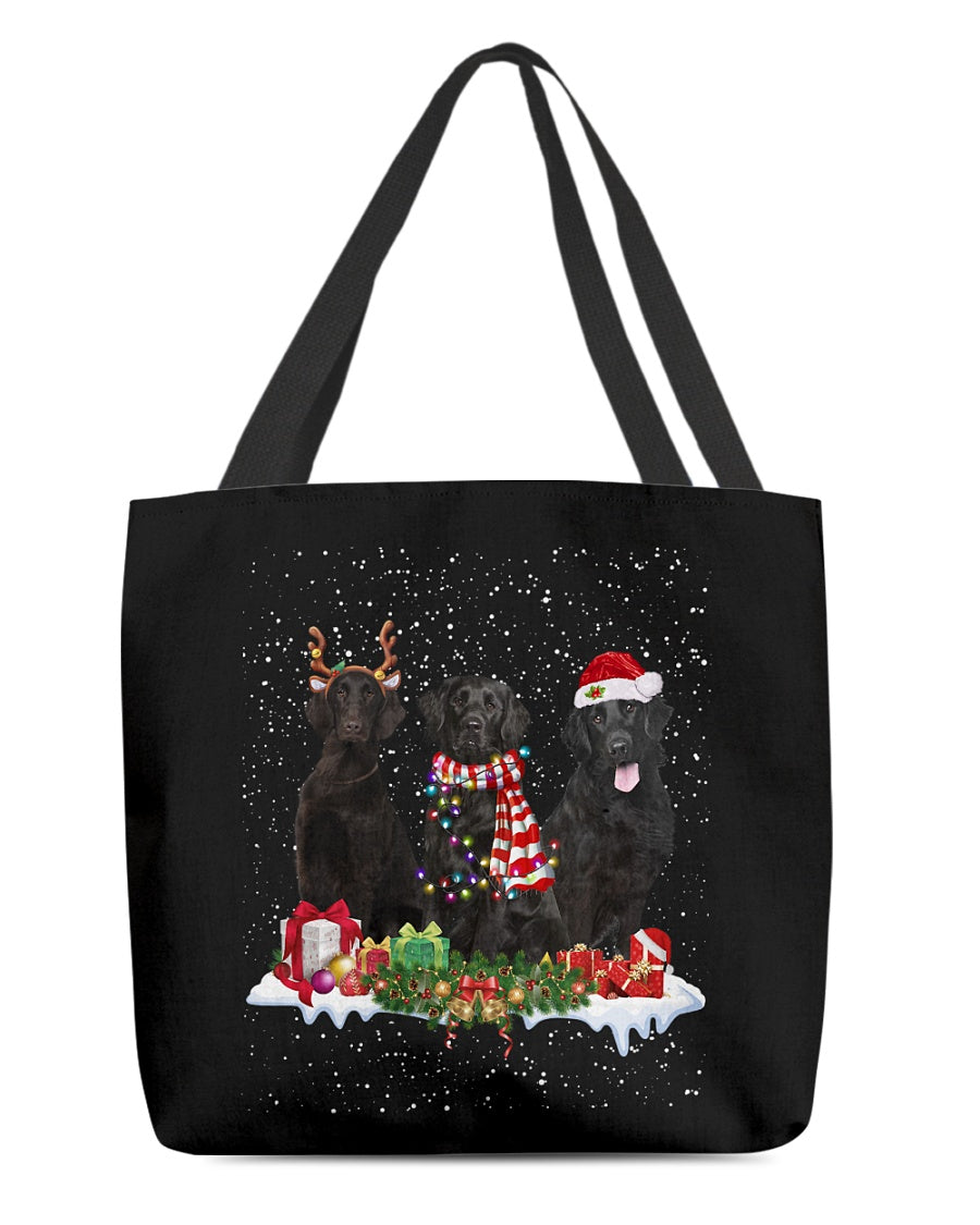 Christmas Buddies-Flat coated Retriever-Cloth Tote Bag