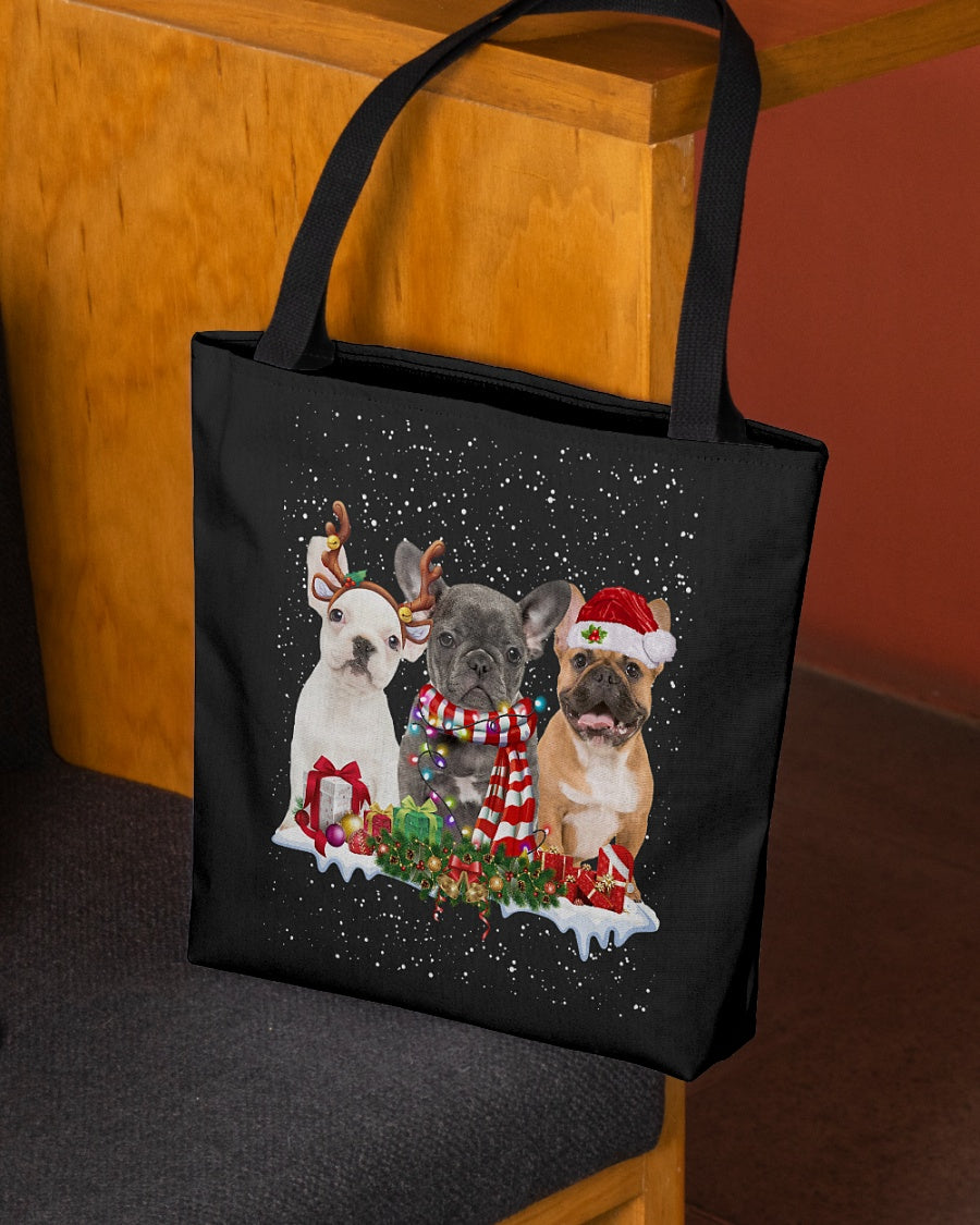 Christmas Buddies-French Bulldog-Cloth Tote Bag