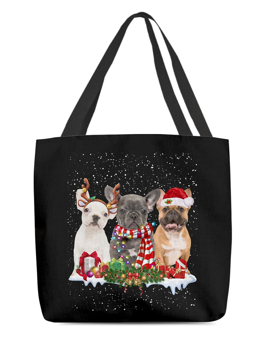 Christmas Buddies-French Bulldog-Cloth Tote Bag