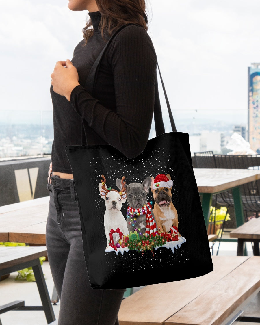 Christmas Buddies-French Bulldog-Cloth Tote Bag